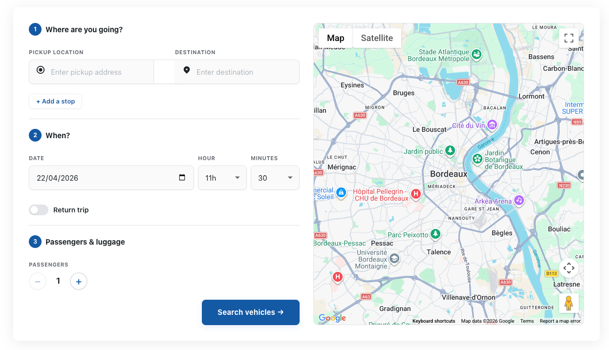 RideCab Booking Form